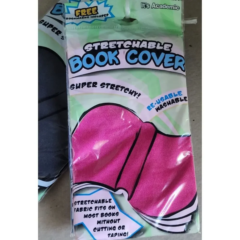 It's Academic Stretchable Book Cover New Set Of 3 Pink Blue & Black